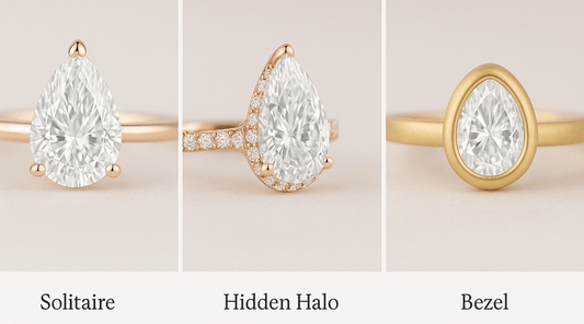 Hidden Halo, Bezel, or Solitaire? A Pear-Shaped Engagement Ring Setting Guide
