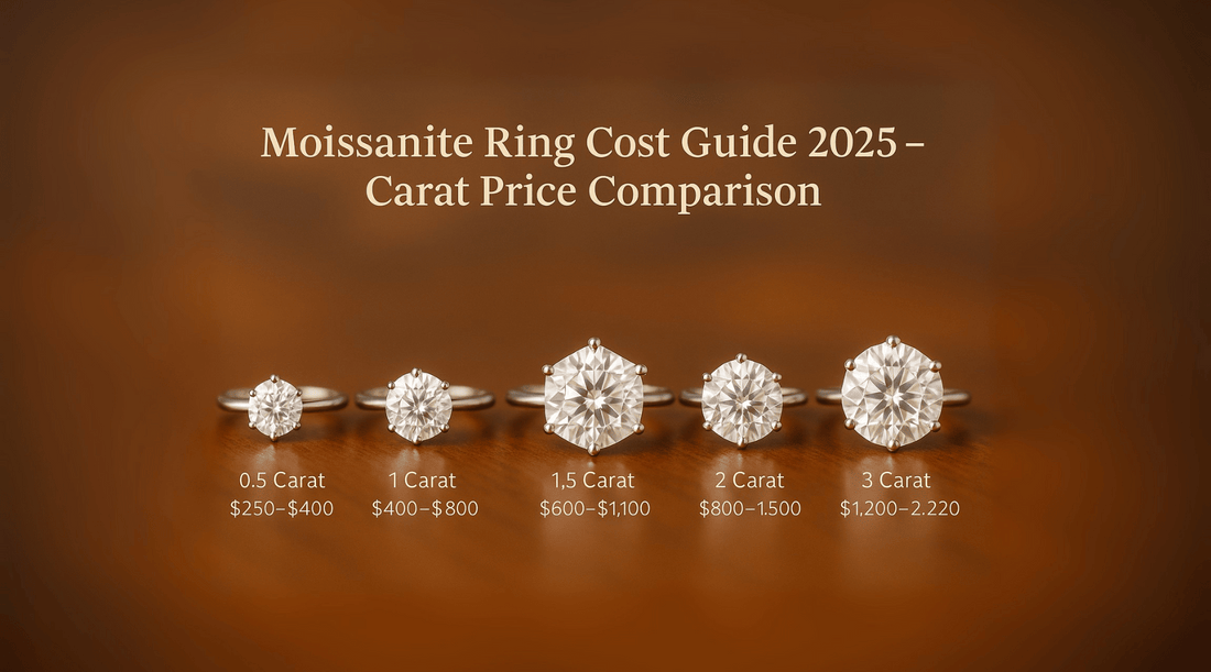 Moissanite Ring Cost Guide 2025: Carat, Cut and Metal Pricing in the US